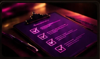 Glowing diagnostic checklist