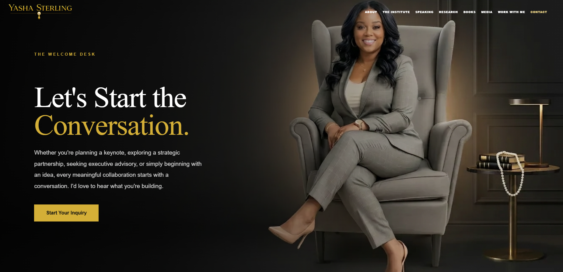Yasha Sterling Welcome Desk website feature